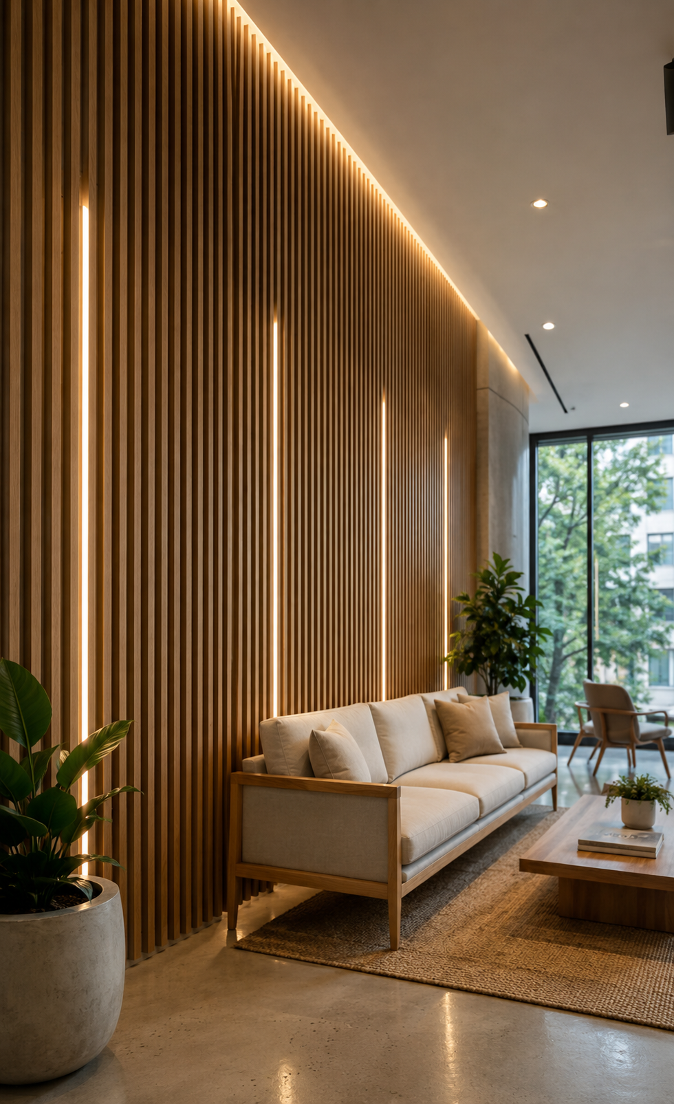 modern slatted wood acoustic wall panels